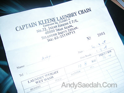 Laundry Receipt